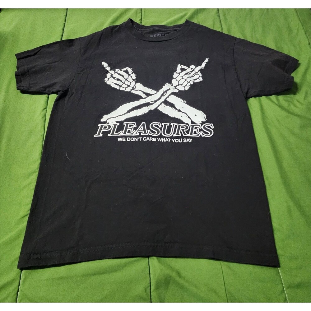 PLEASURES We Don't Care What You Say Graphic T-shirt Black Size M
